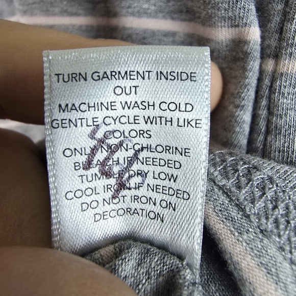 NWOT Christopher&Banks Christmas Sequin Flamingo 3/4 Sleeve Grey & Pink Stripe S - Picture 9 of 9